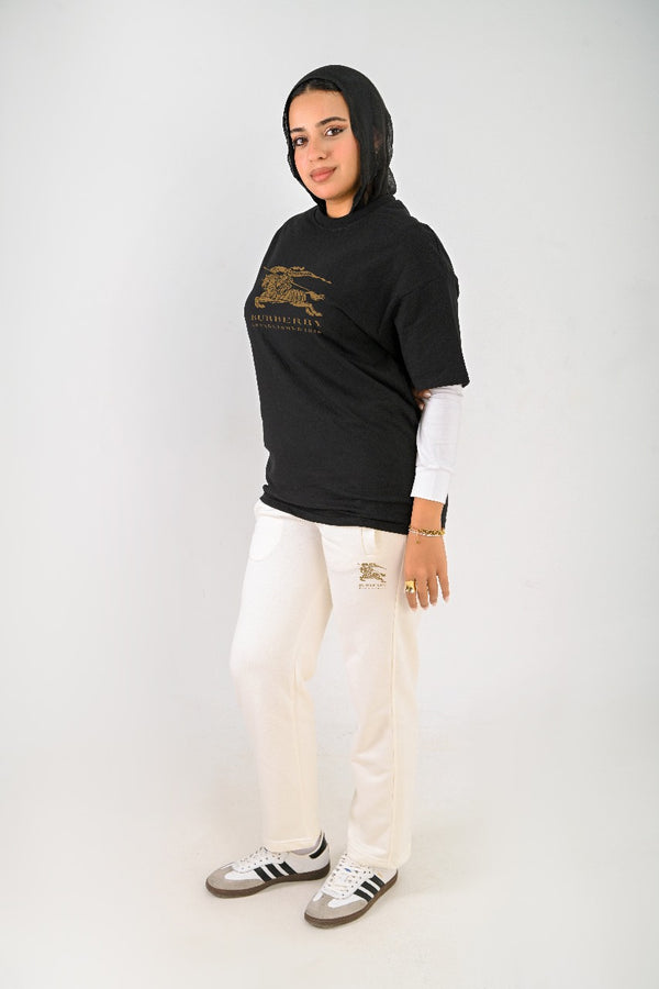 Branded full Summer set ( T-shirt + pants ) For Her BUR- High Copy