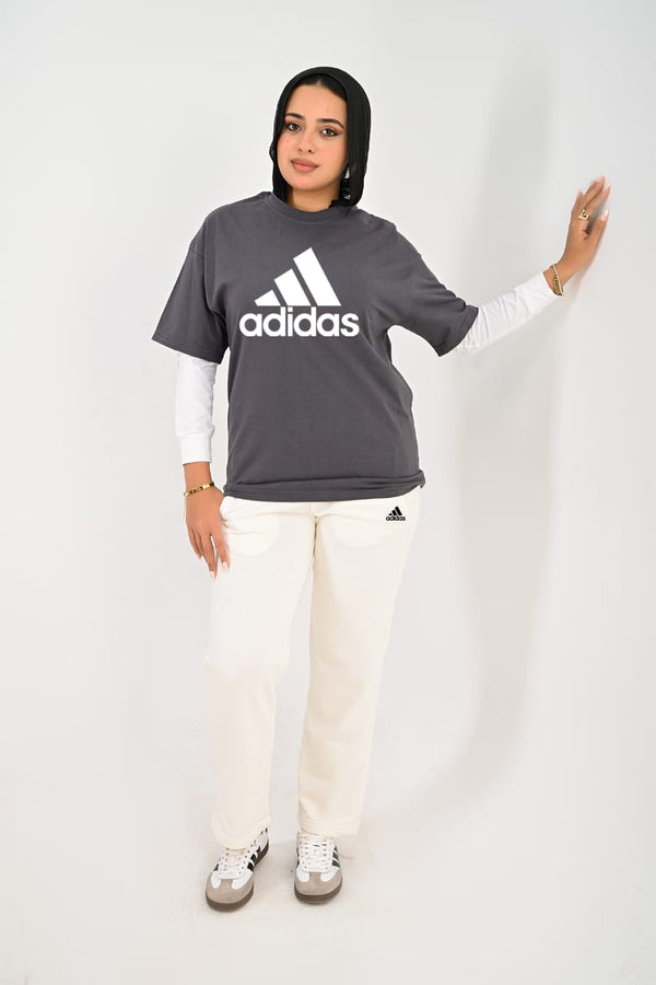 Branded full Summer set ( T-shirt + pants ) For Her AD White - High Copy