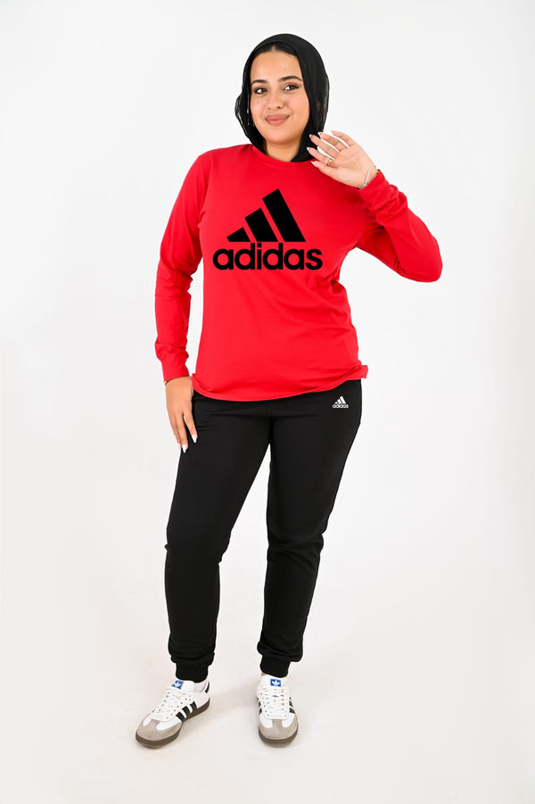 LONG SLEEVES FULL SET ( T-shirt + pants ) For Her ad black - High Copy